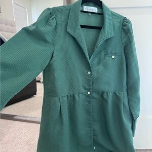 Green and Blue Striped Florence Shirt Dress